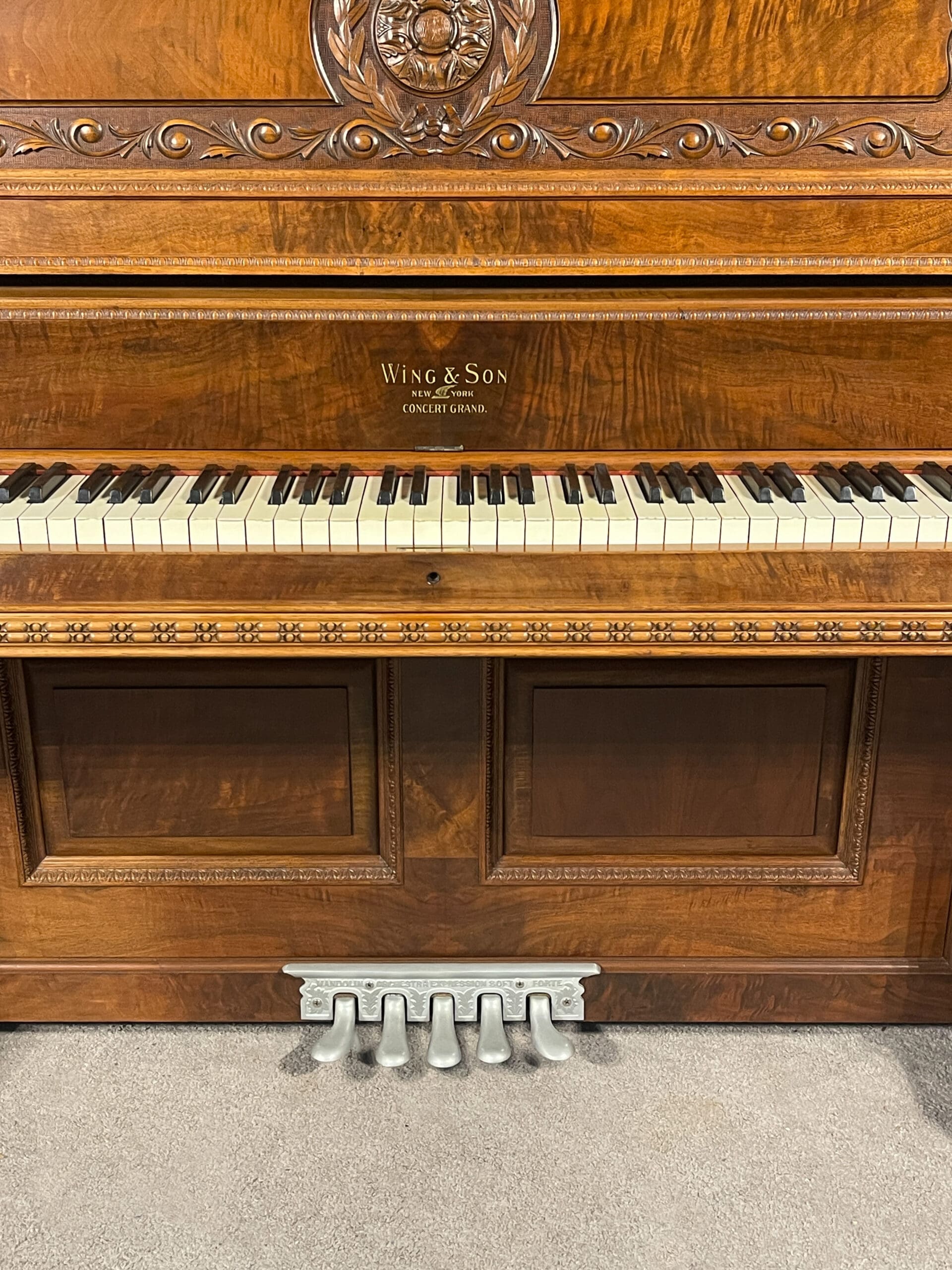 Wing & Son Style 29 Walnut Upright Piano - Antique Piano Shop, Inc.