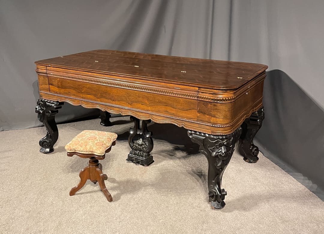 J & C Fischer Rococo Style Victorian Square Grand Piano - Antique