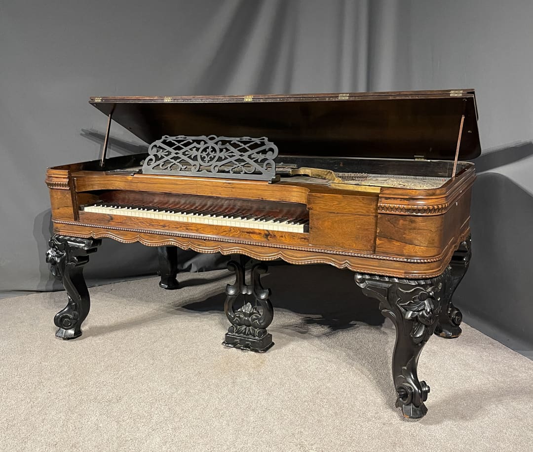 J & C Fischer Rococo Style Victorian Square Grand Piano - Antique