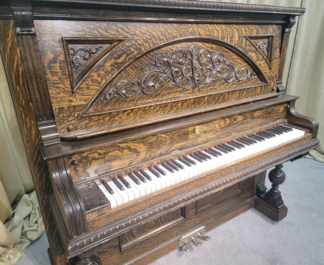 Oak Ellington Victorian Upright Piano – Antique Piano Shop, Inc.