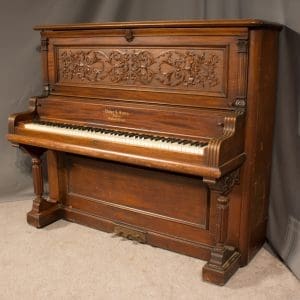 Carved Victorian Vose & Sons Upright Piano