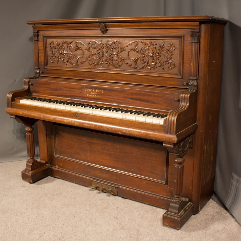 Carved Victorian Vose & Sons Upright Piano - Antique Piano Shop, Inc.