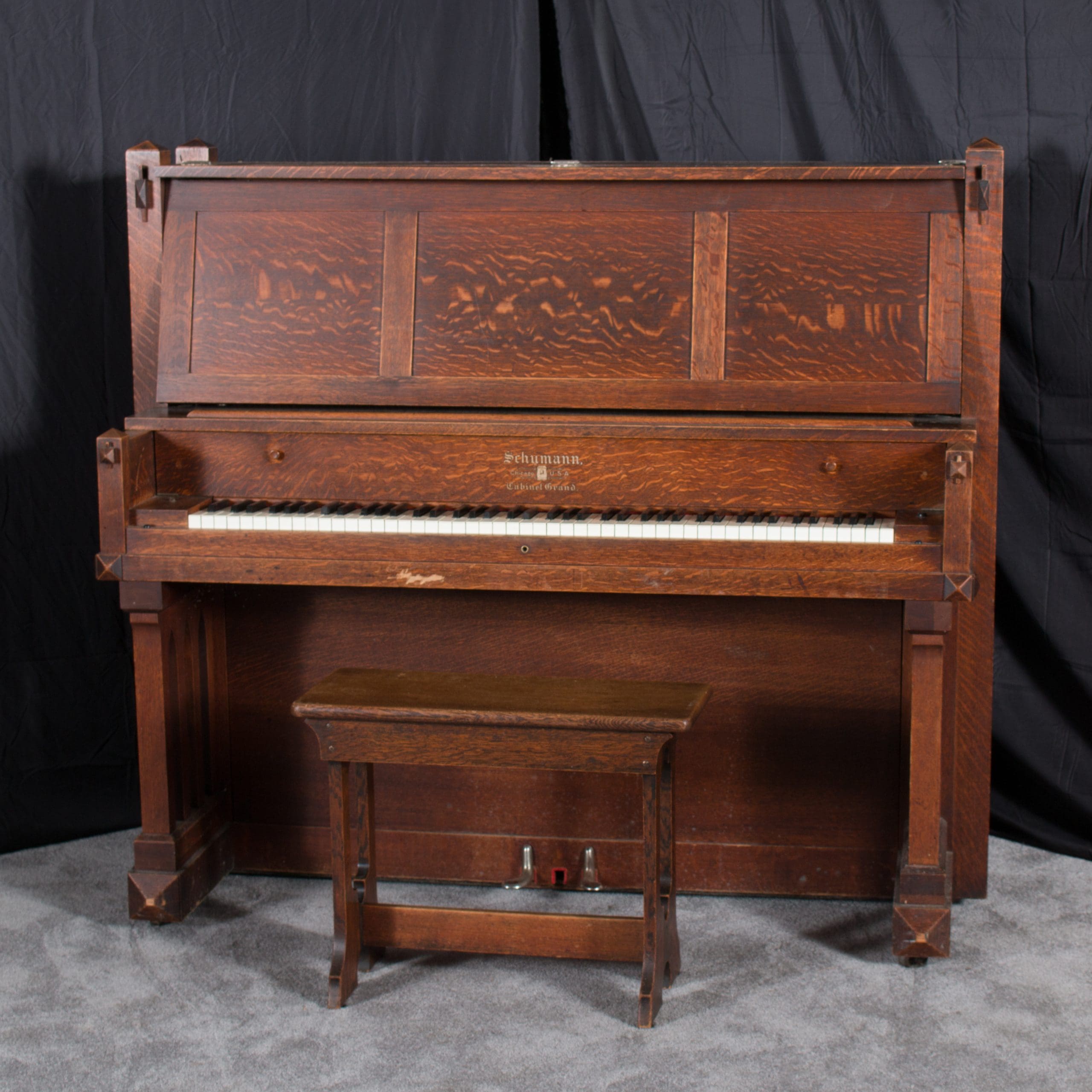 Very Rare Schumann Mission Style Upright Piano | Antique Piano