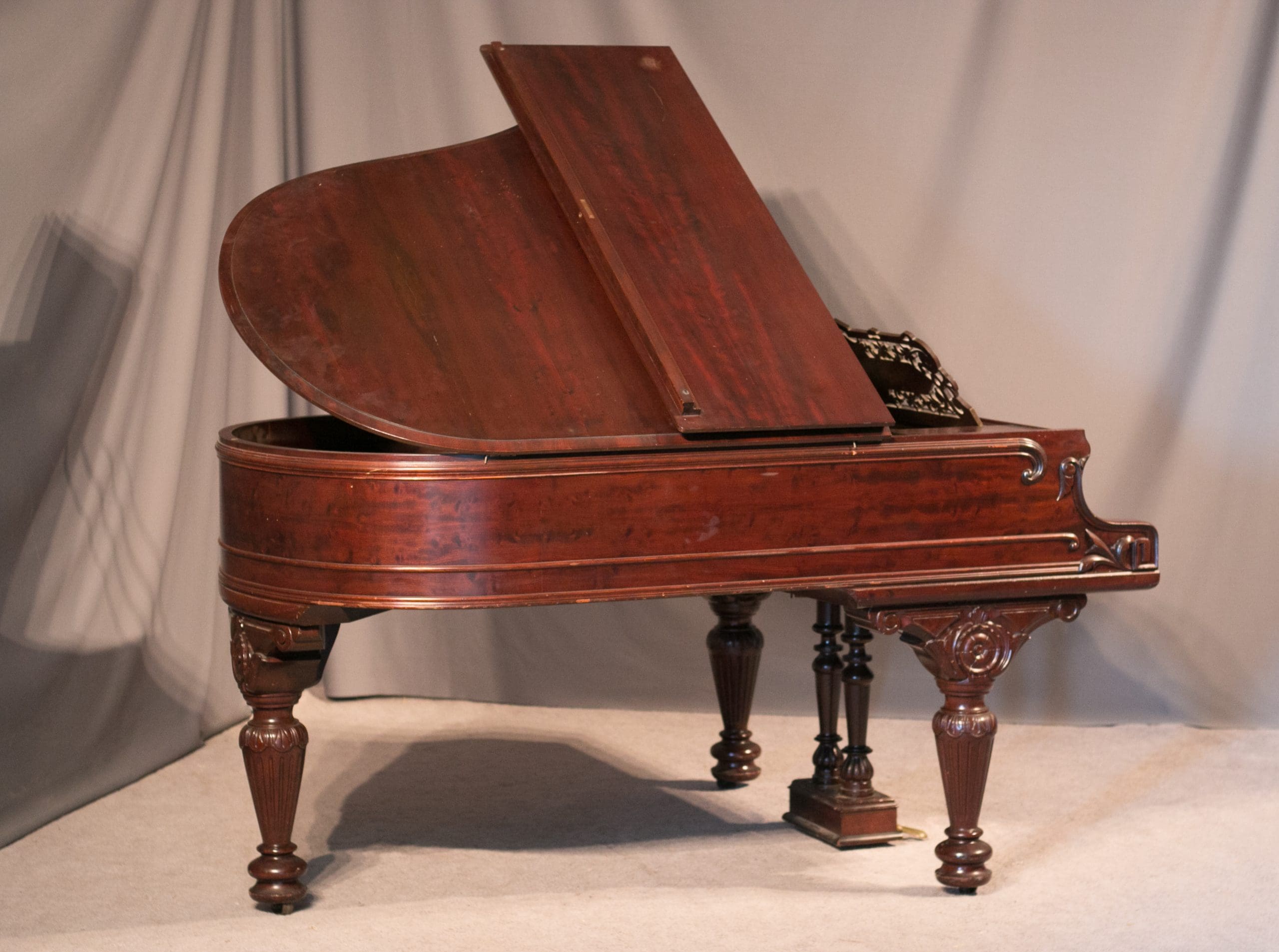 Kranich & Bach Carved Mahogany Victorian Grand Piano - Antique