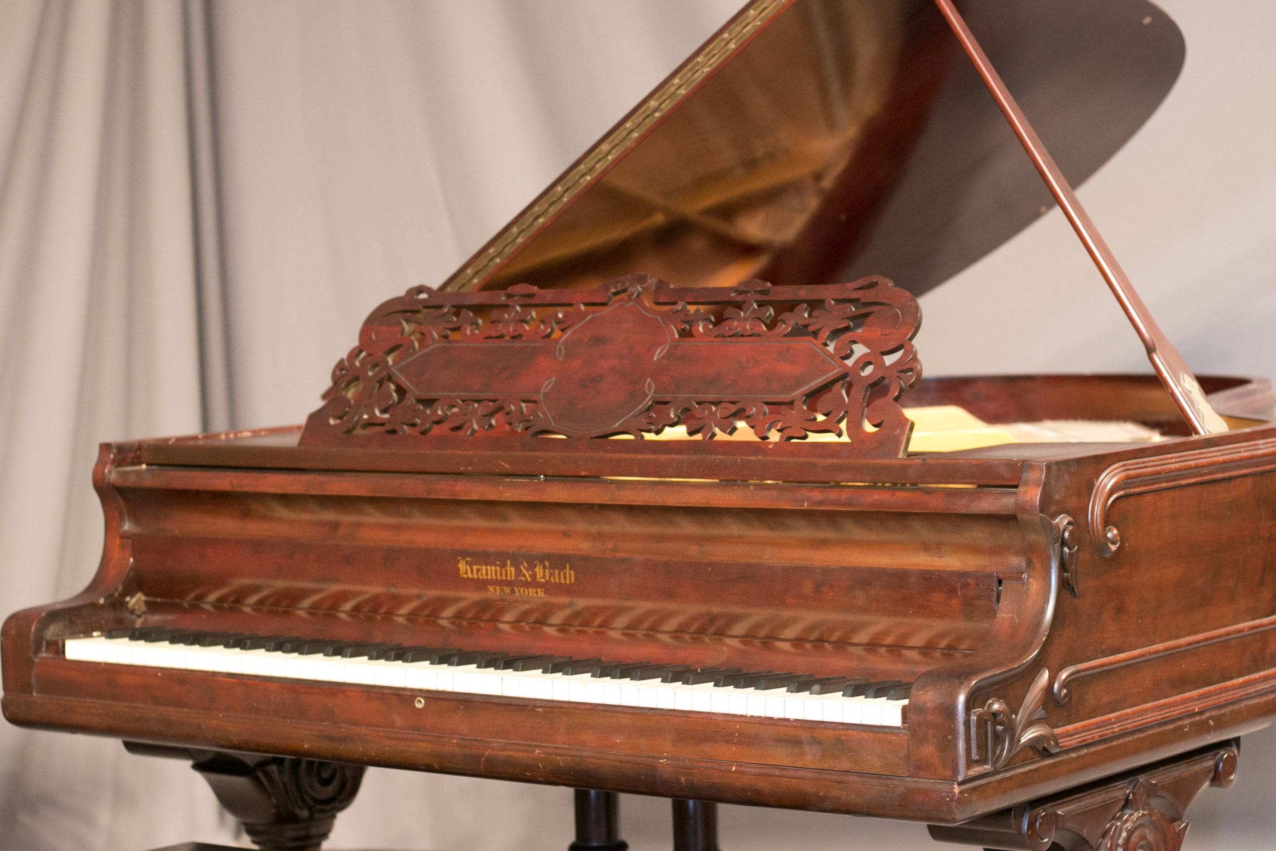 Kranich & Bach Carved Mahogany Victorian Grand Piano - Antique