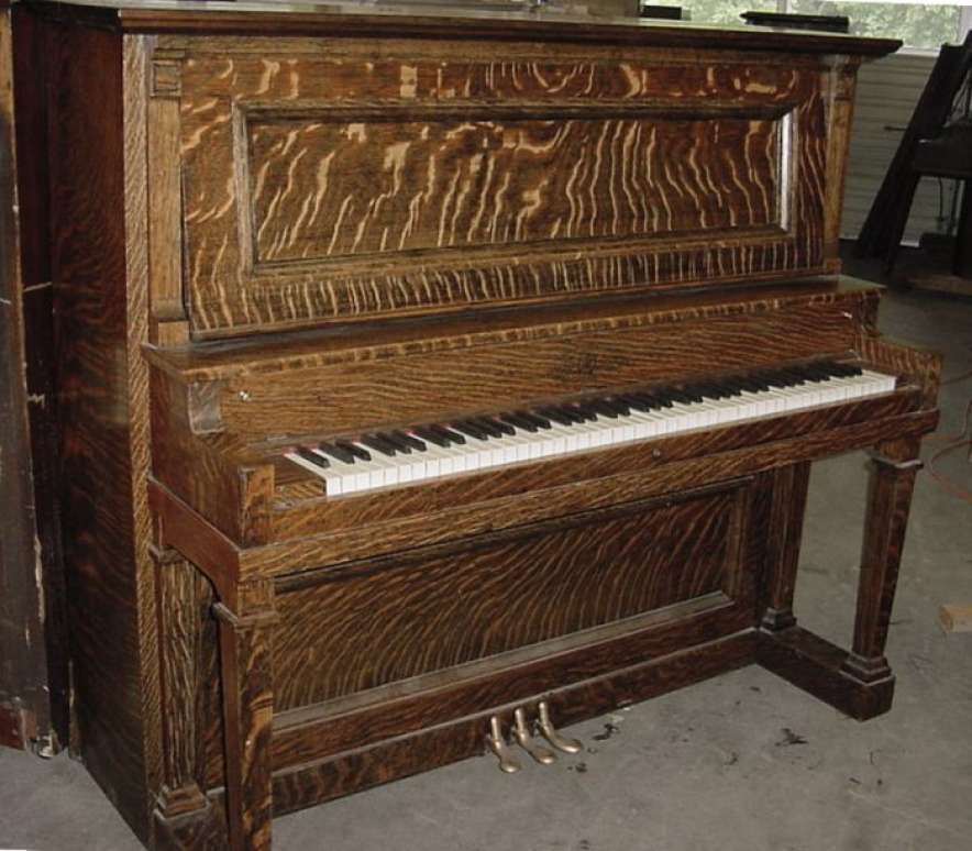 Regent Mission Oak Upright Piano - Antique Piano Shop, Inc.