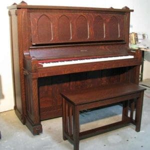 Mehlin Gothic Mission Style Upright Piano