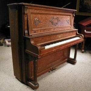 James & Holmstrom Oak Transposing Upright Piano