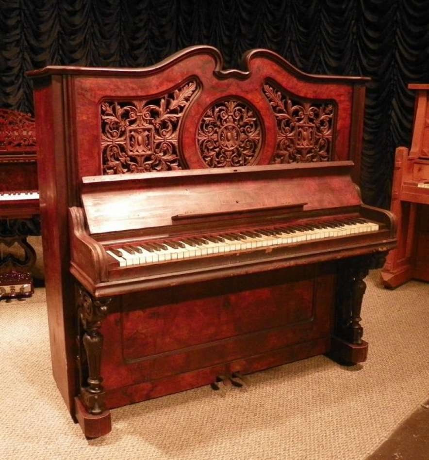 Heyl German Made Rococo Style Upright Piano - Antique Piano Shop, Inc.