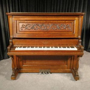 Victorian Oak Crown 4-Pedal Upright Piano