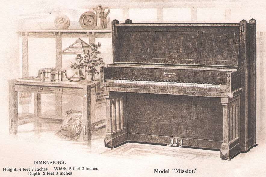 Very Rare Schumann Mission Style Upright Piano - Antique Piano