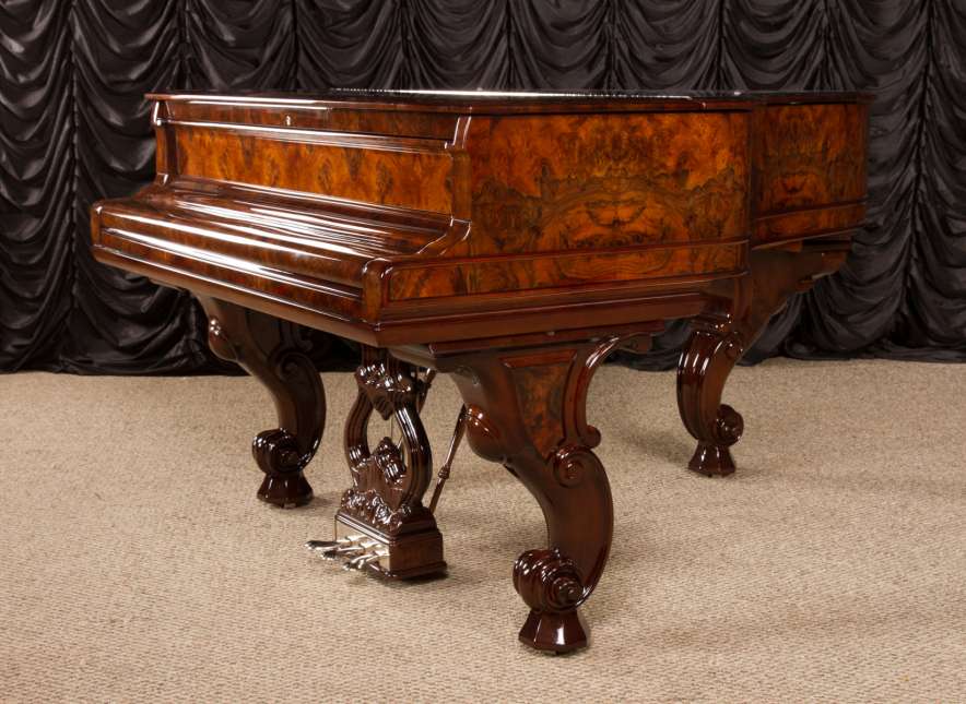 Steinway Exotic Burl Walnut Model A Parlor Grand Piano - Antique