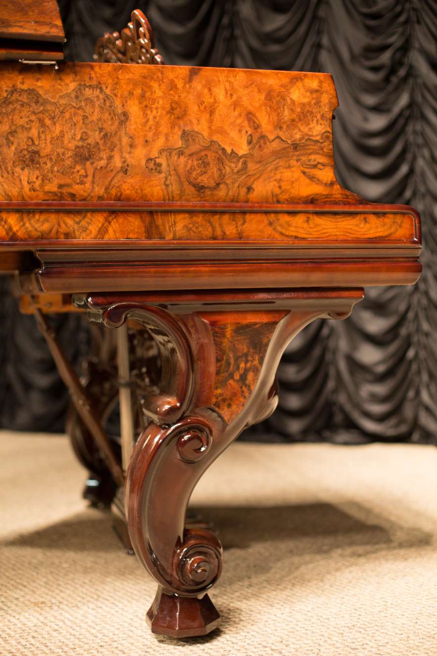 Steinway Exotic Burl Walnut Model A Parlor Grand Piano - Antique