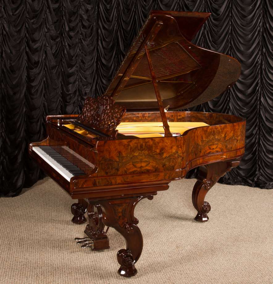 Steinway Exotic Burl Walnut Model A Parlor Grand Piano - Antique