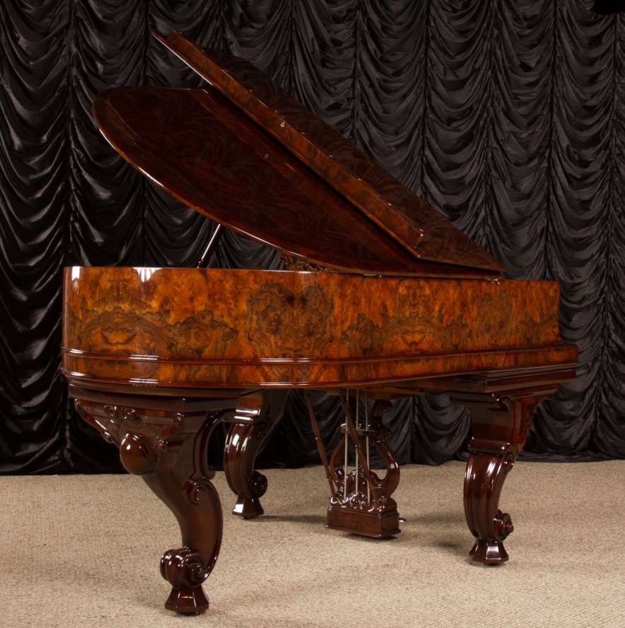 Steinway Exotic Burl Walnut Model A Parlor Grand Piano - Antique