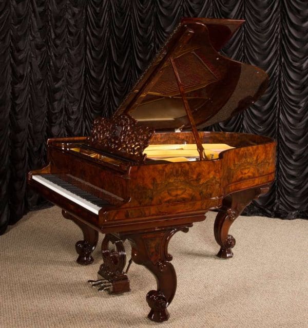 Steinway Exotic Burl Walnut Model A Parlor Grand Piano - Antique