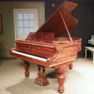 Kranich & Bach Exotic Walnut Empire Style Victorian Parlor Grand Piano
