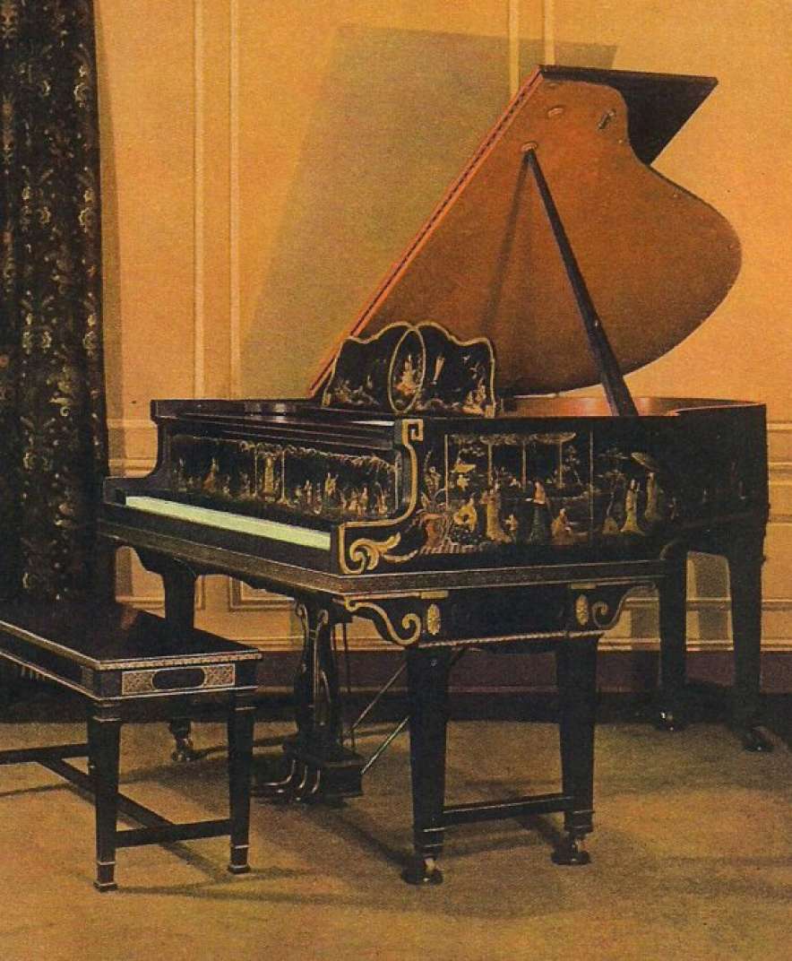 Knabe Chinese Chippendale Style Painted Grand Piano - Antique