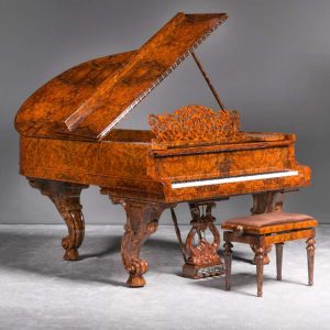 Hamburg Model A Steinway Exotic Burl Wood Rococo Style Grand Piano