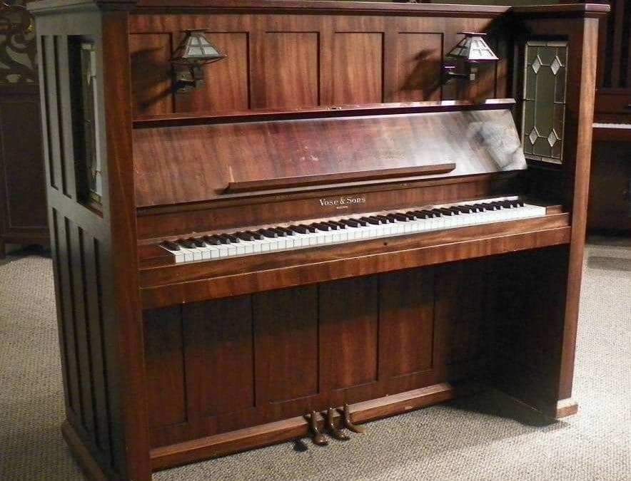 Antique Piano Shop Featured Piano: Vose & Sons Mahogany Library Model Mission Upright Piano