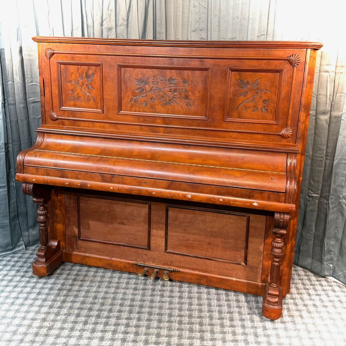 Elegant Ivers & Pond Victorian Style Upright Piano Antique Piano