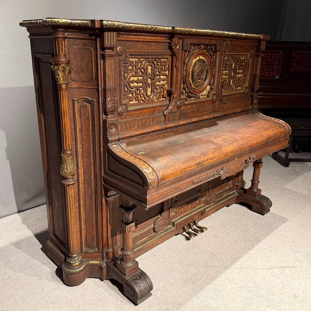 Chickering “American Legion” Rococo Style Upright Piano - Antique Piano ...